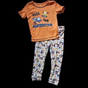 * ONLY BOYS Here For Destruction Construction Truck Pajamas Boys Size 4T